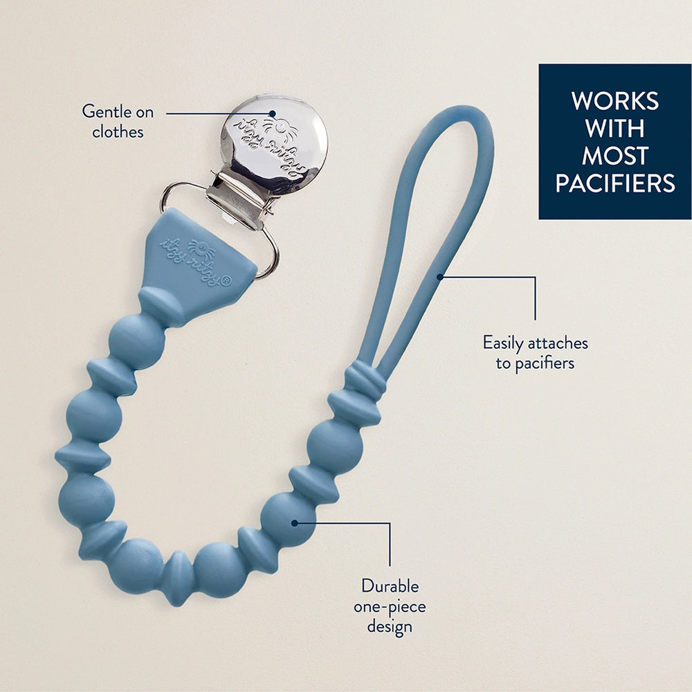 Itzy Paci Strap™ Silicone One-Piece Pacifier Clips: Blue