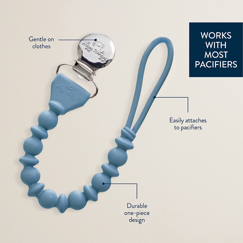 Itzy Paci Strap™ Silicone One-Piece Pacifier Clips: Blue