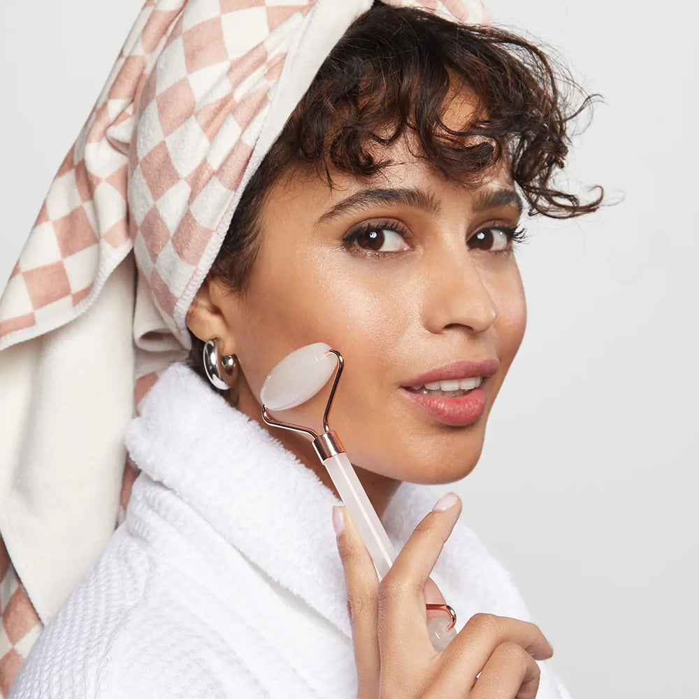 Extra Large Quick Dry Towel Wrap in Terracotta Checker by Kitsch