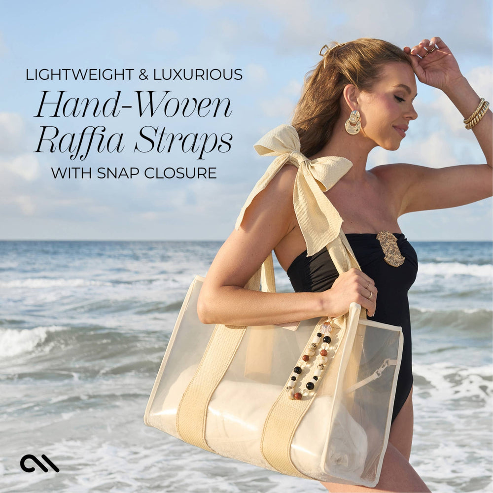 Ecru Raffia Bow Jelly Tote Bag by Case-Mate