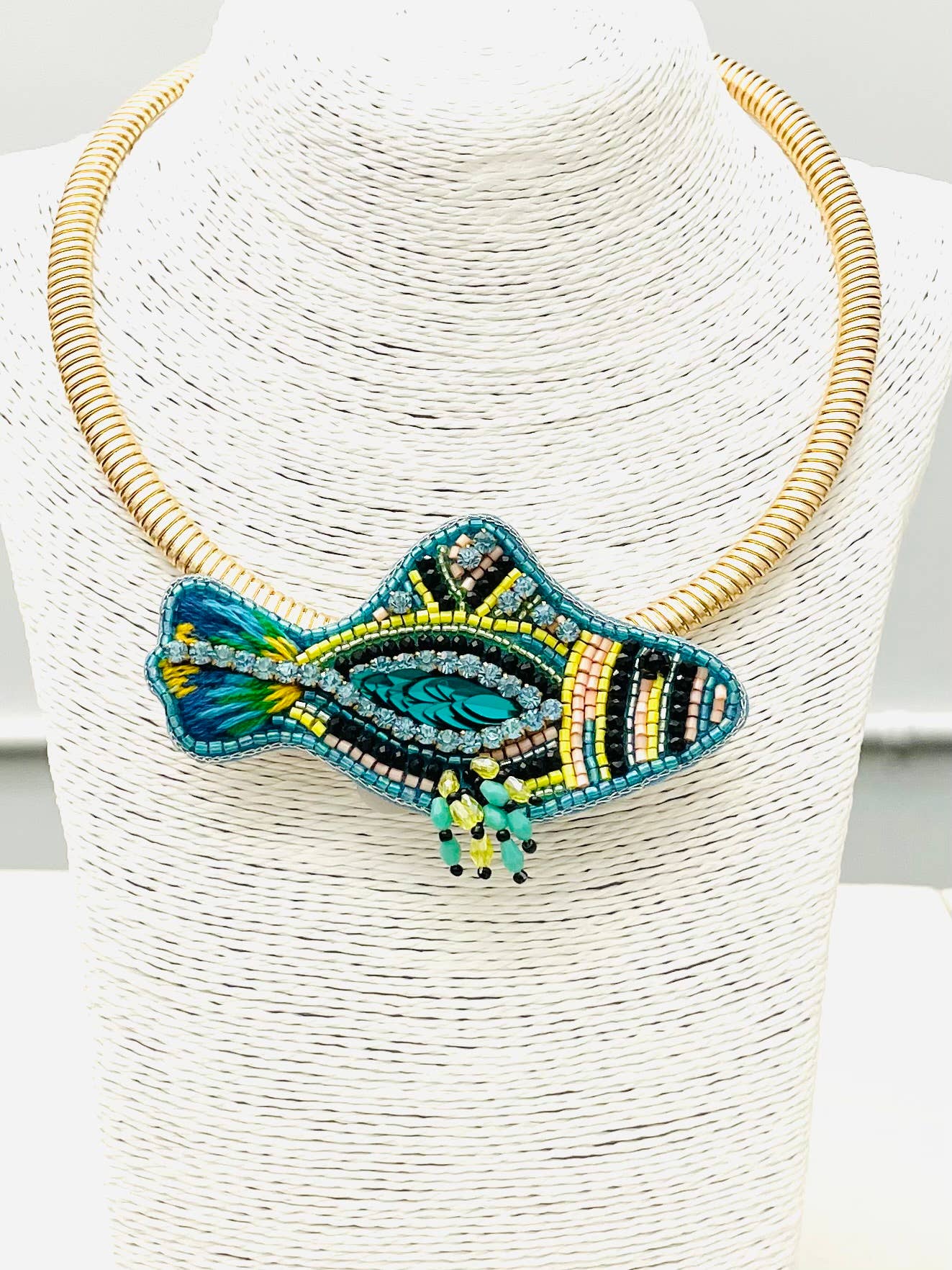 Sassy Fish Necklace in Blue and Green