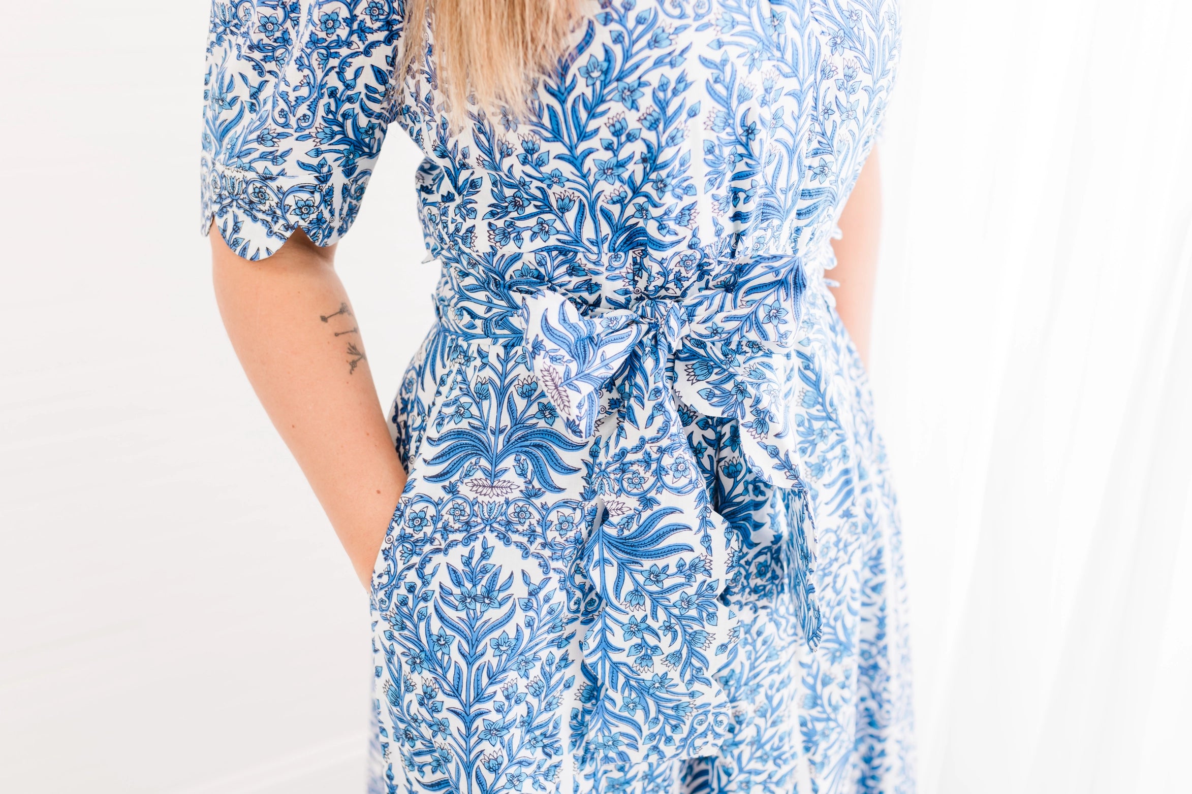 Blue Italian Grace Scalloped Dress