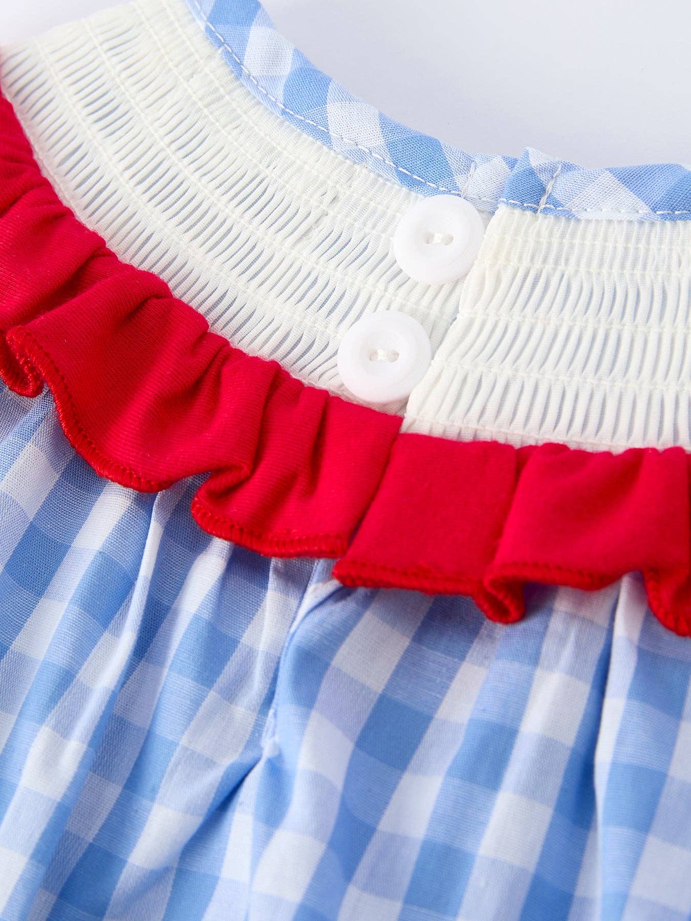 Summer Strawberry Bow Embroidered Smocked Romper