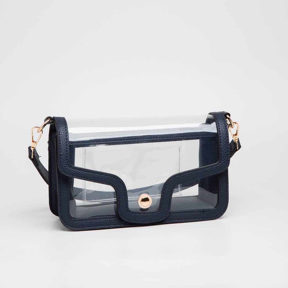 Game Day Stadium Clear Envelope Shoulder Bags- Navy