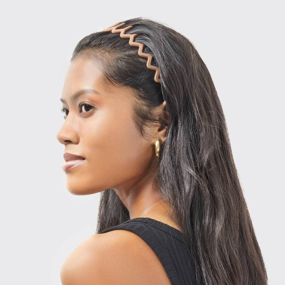 Recycled Plastic Zig Zag Headband 2pc - Neutral by Kitsch