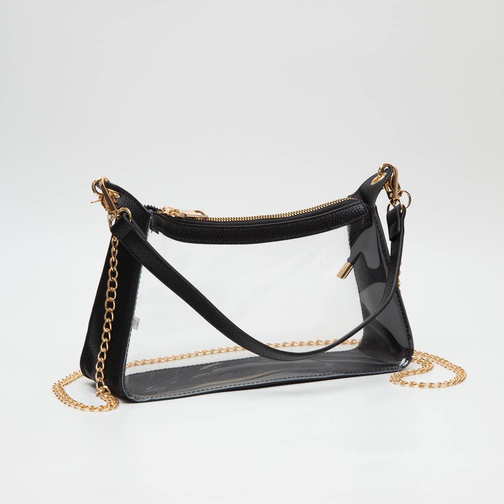 Game Day Stadium Clear Satchel Bag- Black