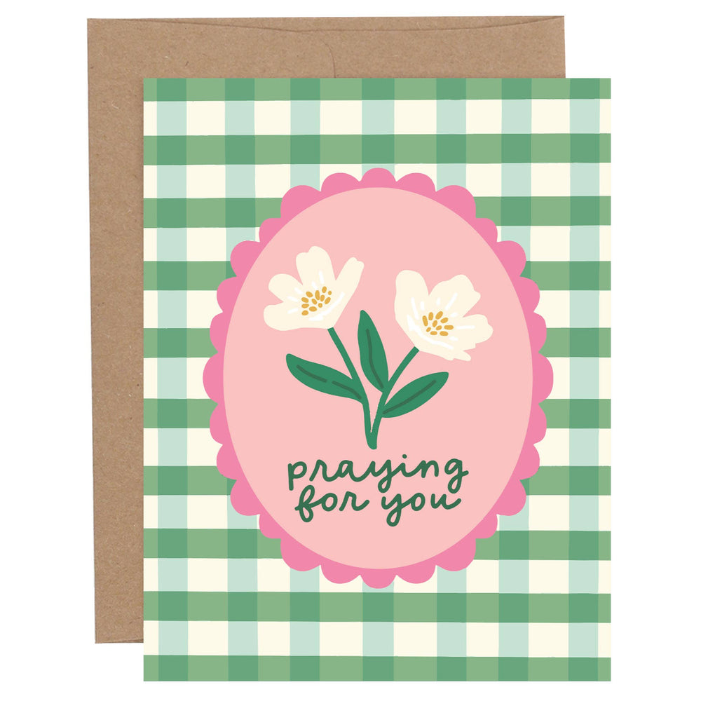 sympathy gingham card with flowers 