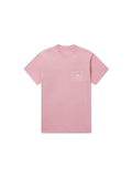 Pink t-shirt with a small white logo on pocket