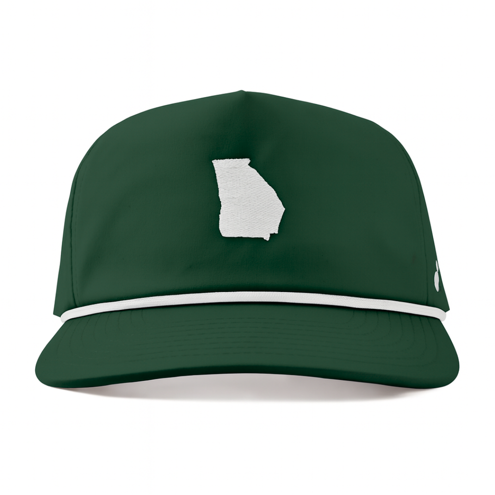 Green cap with a white Georgia outline  