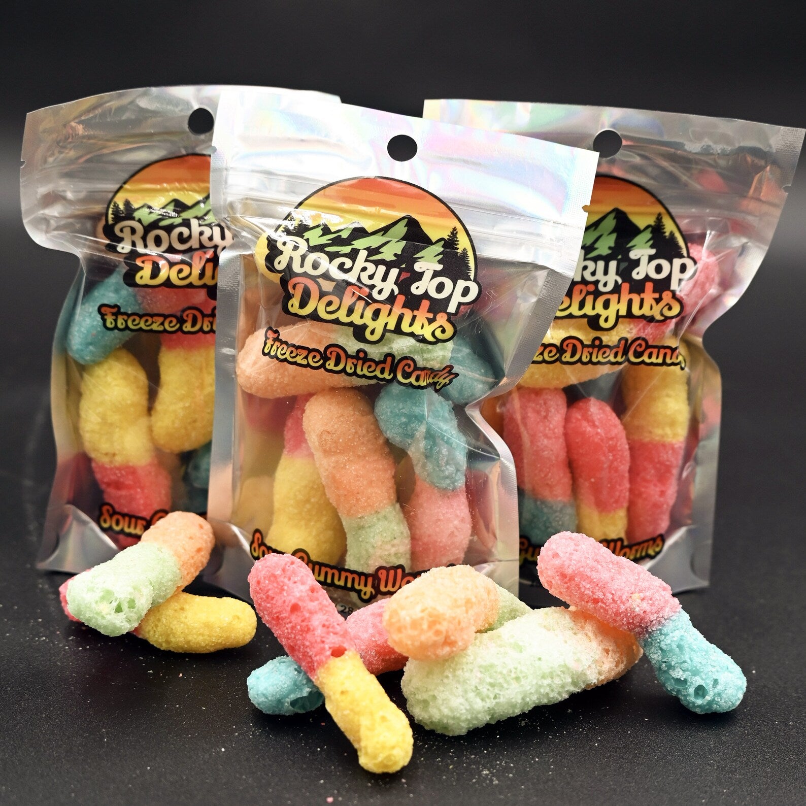 Sour Gummy Worms Freeze Dried Candy