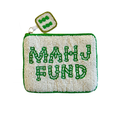 Beaded pouch with 'Mali Fund' text on a white background