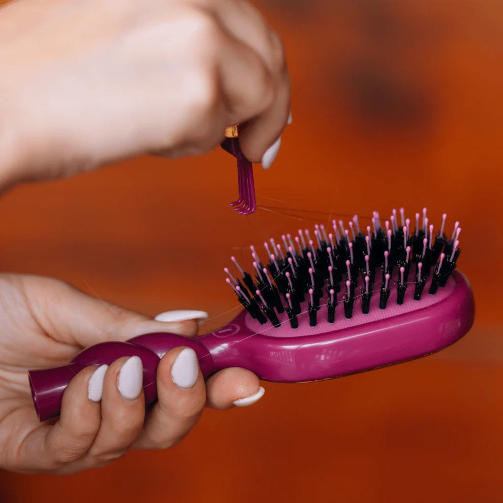 Mini Boar Hair Brush for All Hair Types in Mulberry