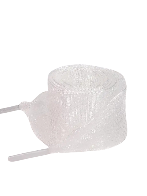 Satin Ribbon Bow Shoe Laces in White