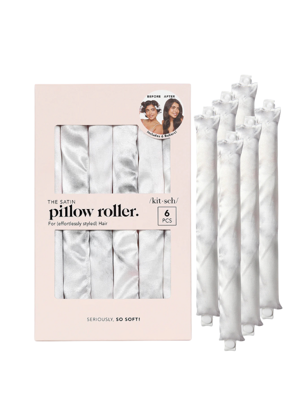 Satin Heatless Pillow Rollers 6pc- Soft Marble