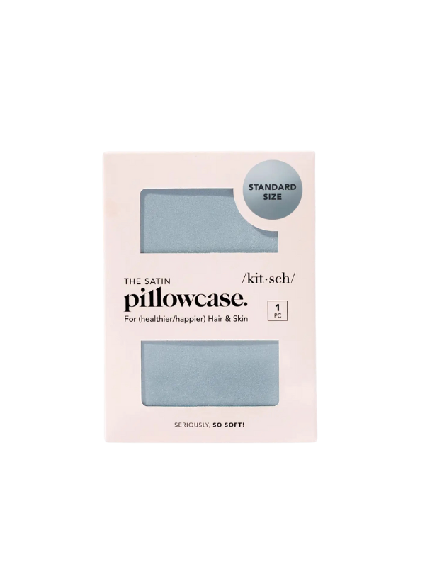 Haze Blue Standard Satin Pillowcase by Kitsch