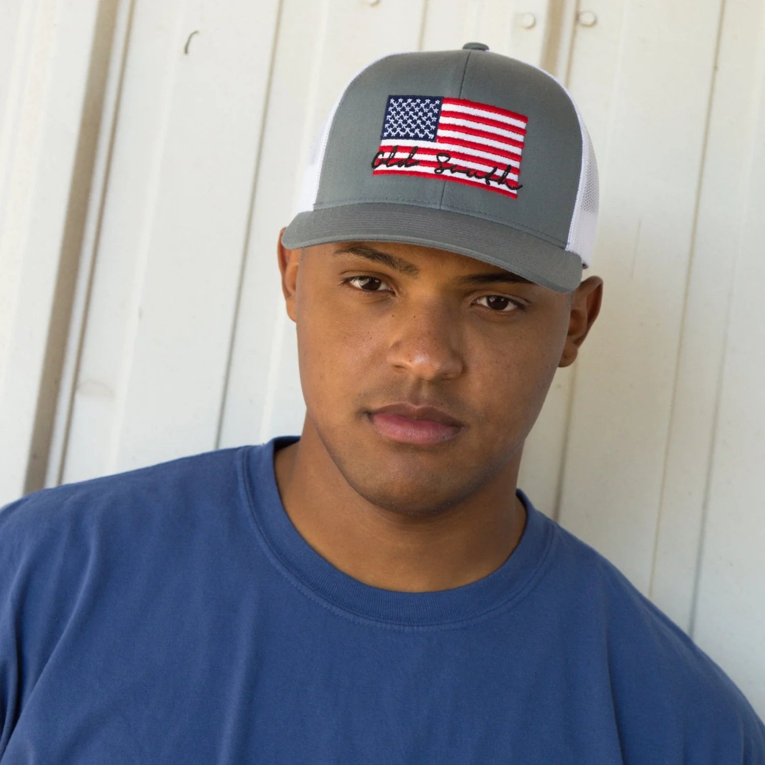 America Trucker Hat in Graphite/White by Old South Apparel