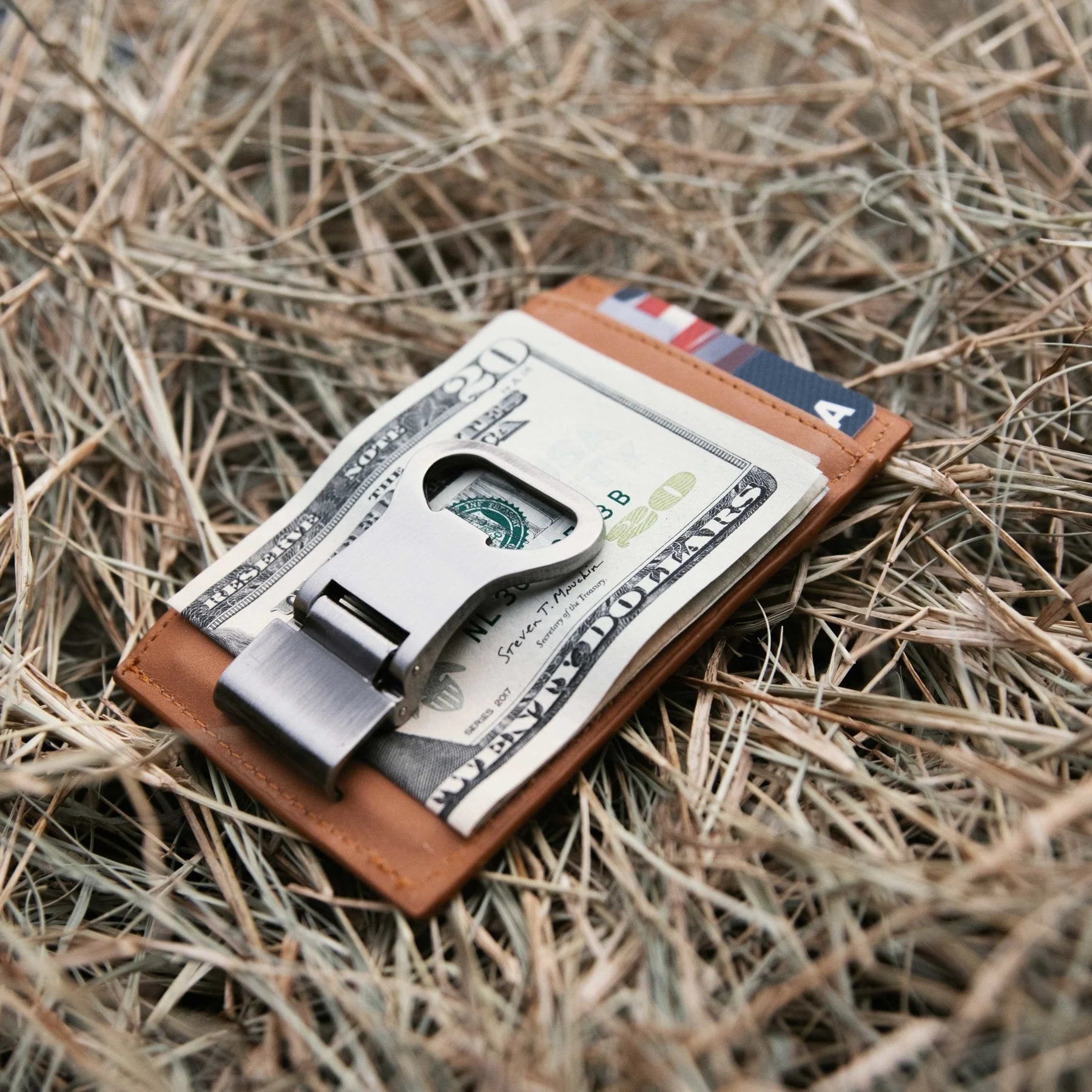 Leather Money Clip with Bottle Opener by Old South Apparel