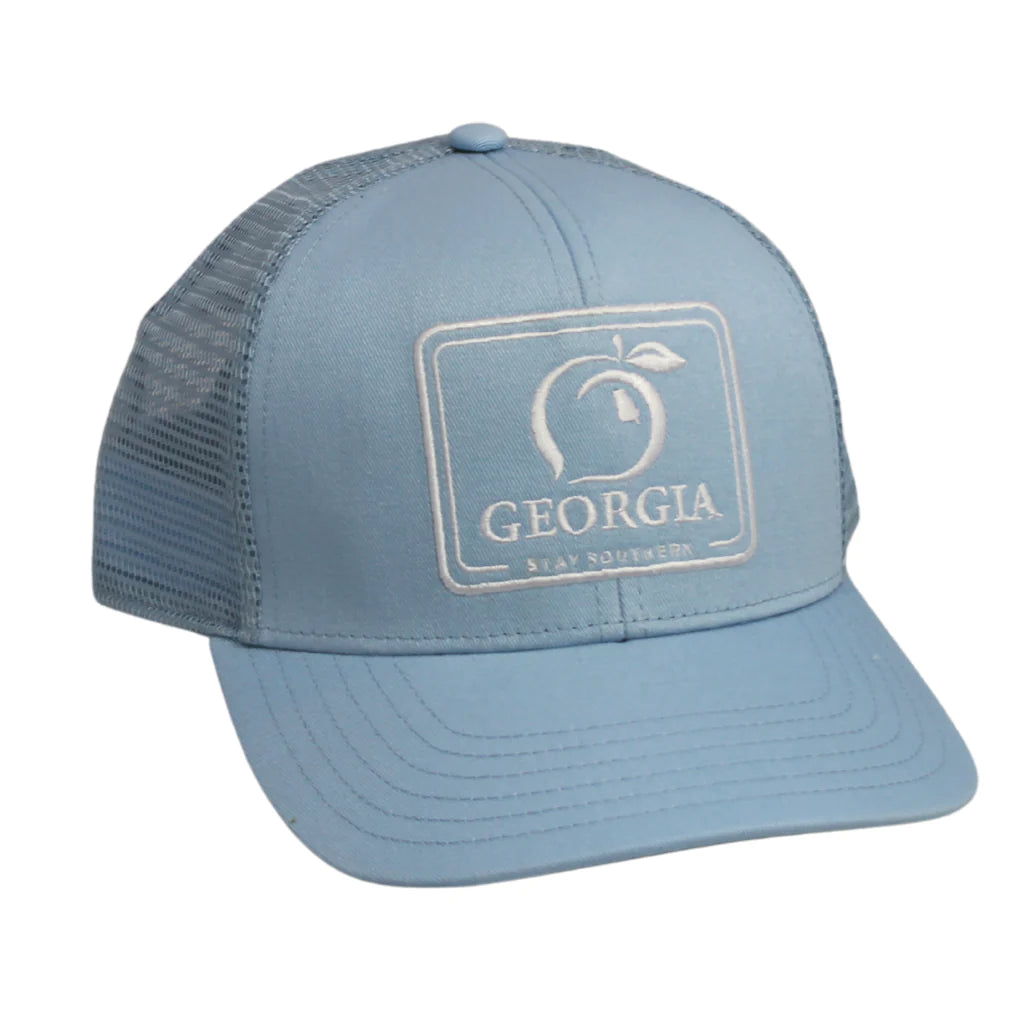 Georgia Patch Stay Southern Trucker Hat in Sky Blue by Peach State Pride