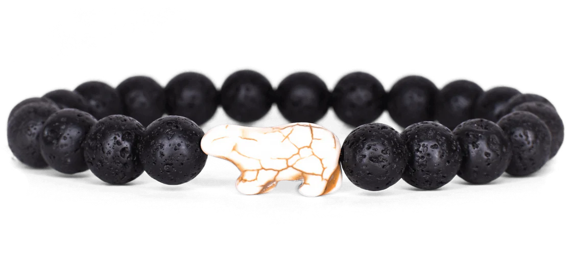 Fahlo Polar Bear Bracelet in Lava Stone