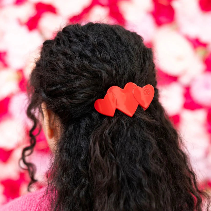 Red Heart to Heart Small Flat Round Clip
