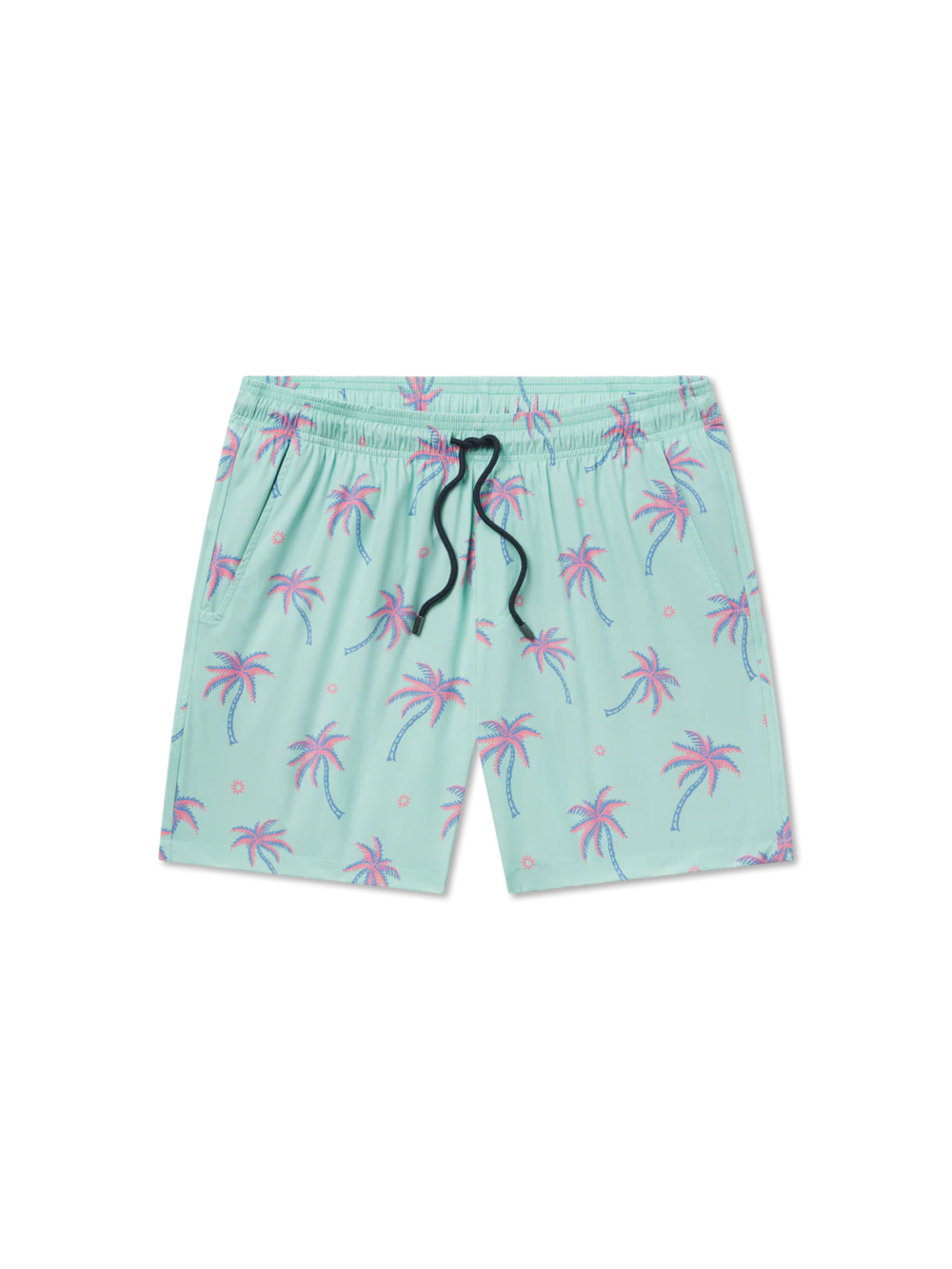 Green swim shorts with palm tree pattern 