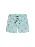 Green swim shorts with palm tree pattern 