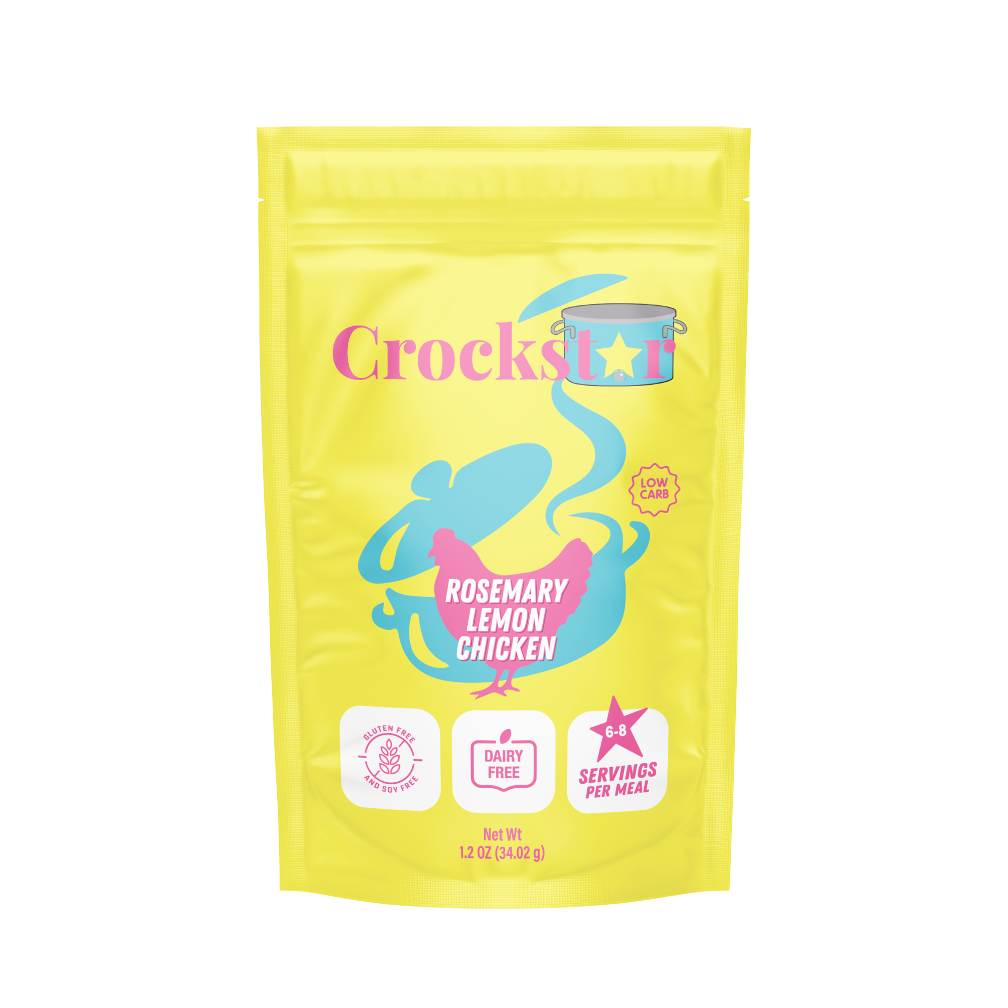 Crockstar seasoning packet for rosemary lemon chicken on a white background