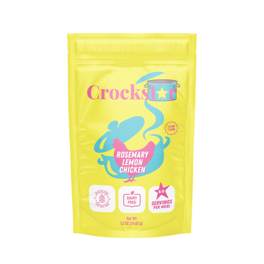 Crockstar seasoning packet for rosemary lemon chicken on a white background