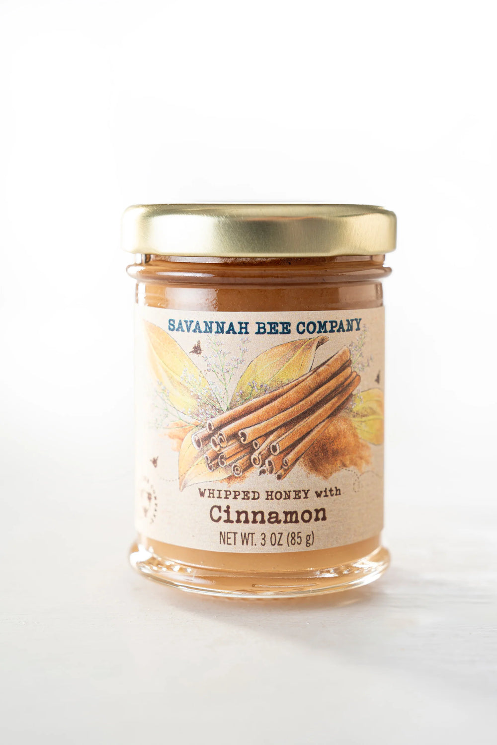 Jar of Savannah Bee Company whipped honey with cinnamon