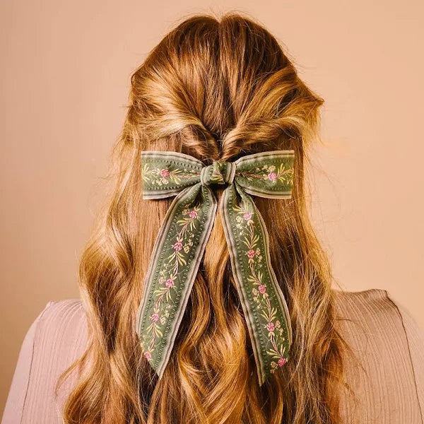 Cottage Crush Hair Bow in Olive