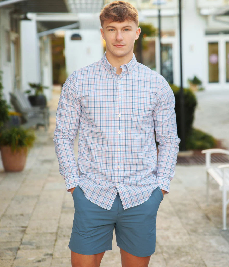 Samford Check in Blue Pearl Button Down by Southern Shirt Co.