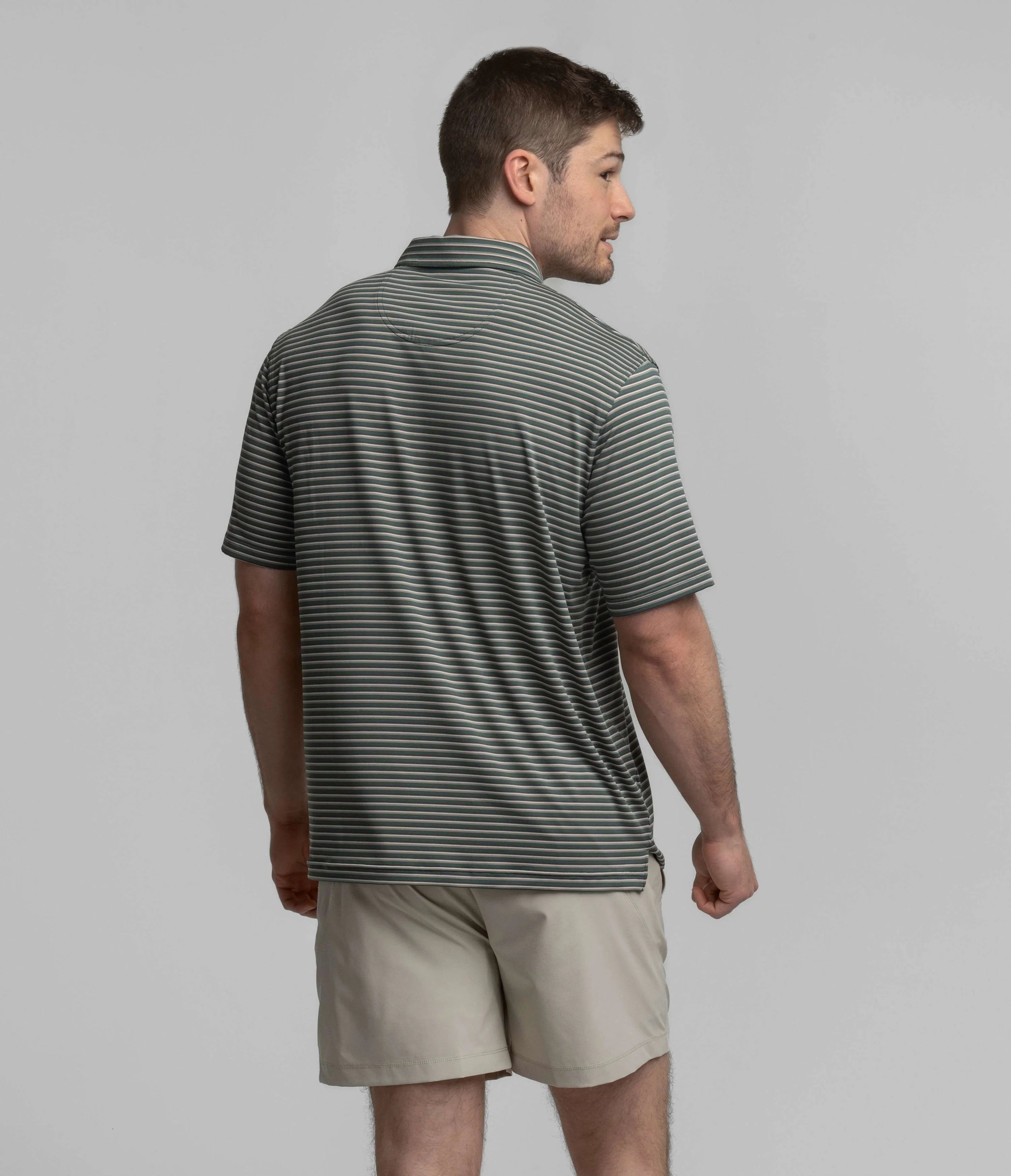 Crestline Stripe Polo in Dark Forest by Southern Shirt Co.