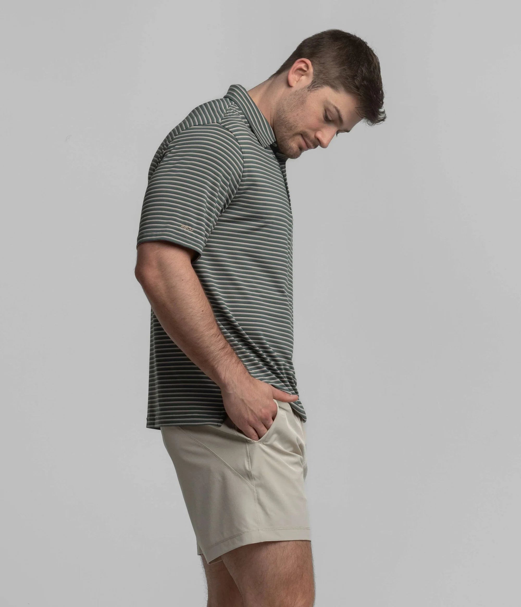 Crestline Stripe Polo in Dark Forest by Southern Shirt Co.