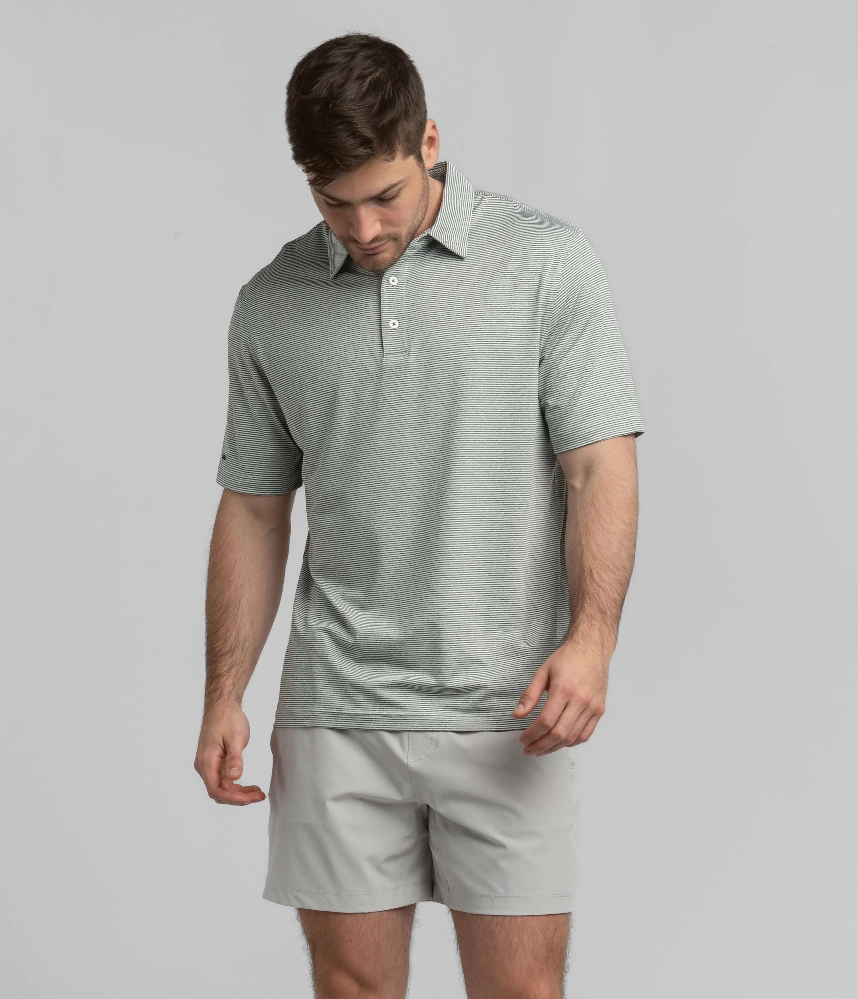 Heather Madison Stripe Polo in Dusty Olive By Southern Shirt Co.