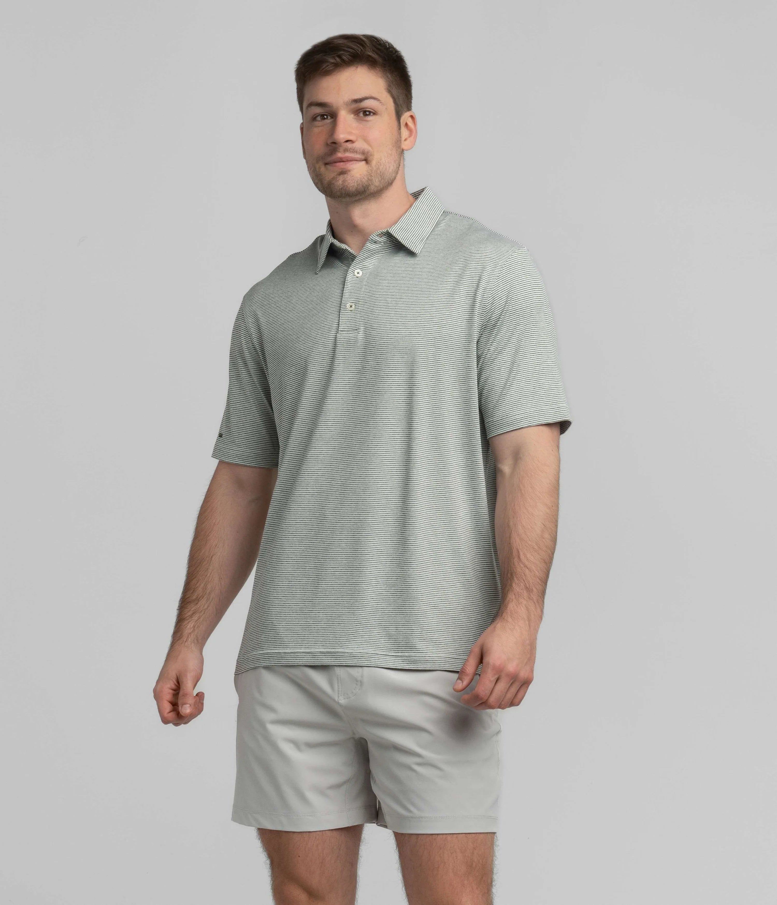 Heather Madison Stripe Polo in Dusty Olive By Southern Shirt Co.