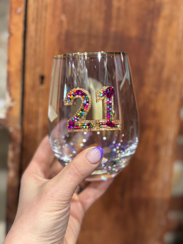 Beaded 21 Stemless Wine Glass