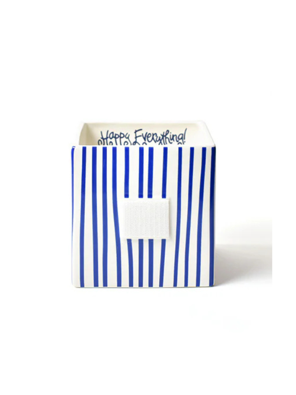 Indigo Skinny Stripe Medium Mini Nesting Cube By Happy Everything