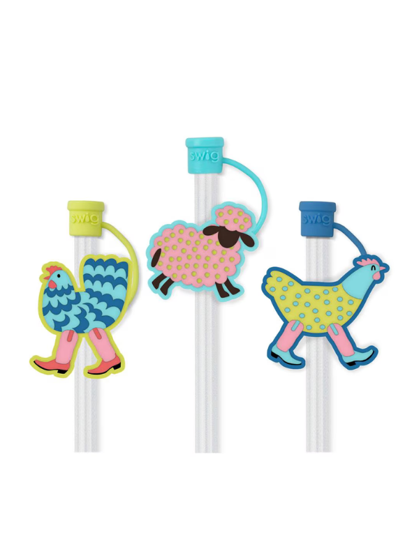Funky Chicken Straw Topper Set By Swig