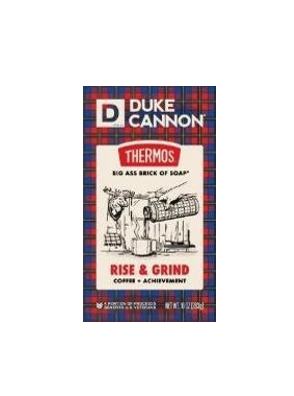 Duke Cannon soap packaging with cartoon illustration 