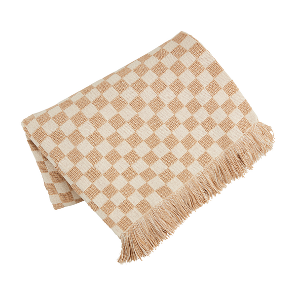 Tan Checkered Blanket