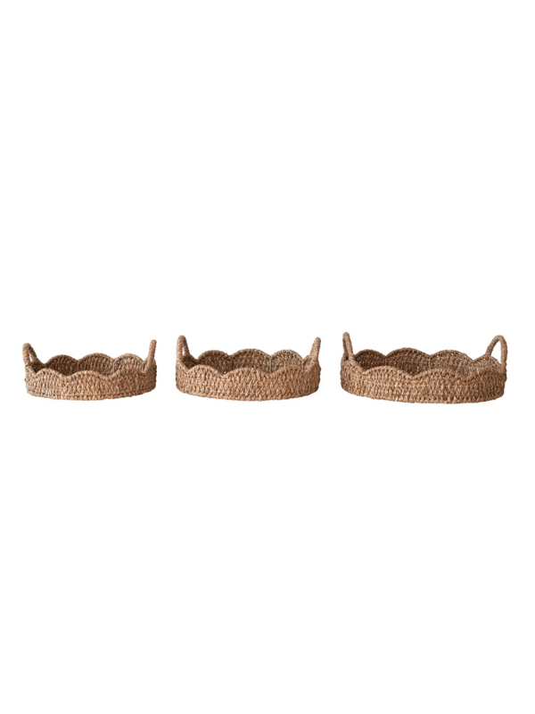 Scalloped Edge Rattan Trays