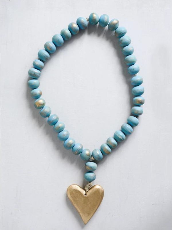 Turquoise Beads with Gold Heart