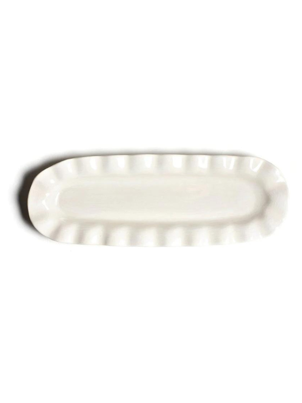 Plastic Ruffle Tray Signature White Ruffle Skinny Tray by Coton Colors — Pecan Row