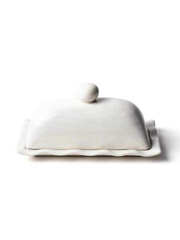 Signature White Ruffle Domed Butter Dish by Coton Colors