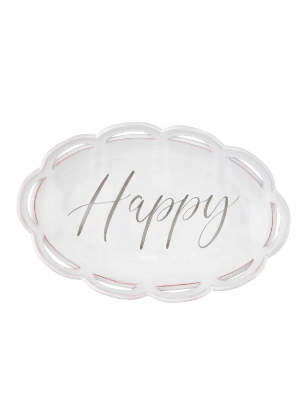 Scalloped Edge Happy Bowl by Mud Pie