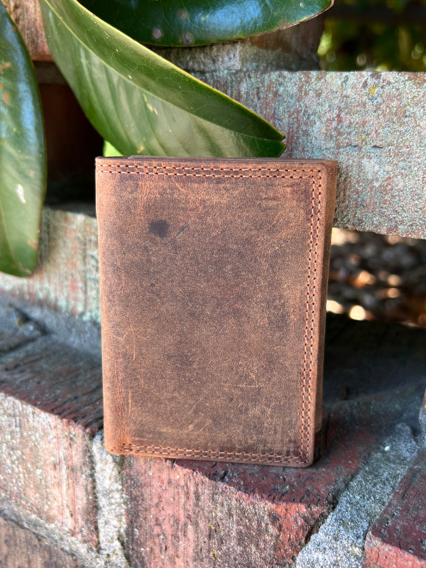 The George Genuine Leather Tri-Fold Wallet in Brown