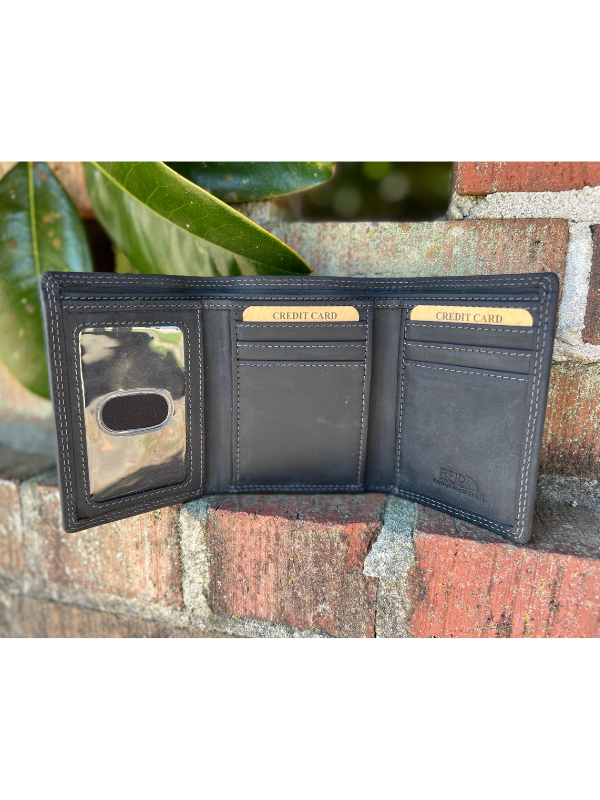 The George Genuine Leather Tri-Fold Wallet in Black