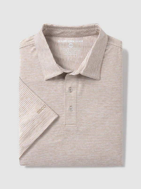 Heather Madison Stripe Polo in Bourbon by Southern Shirt Co.