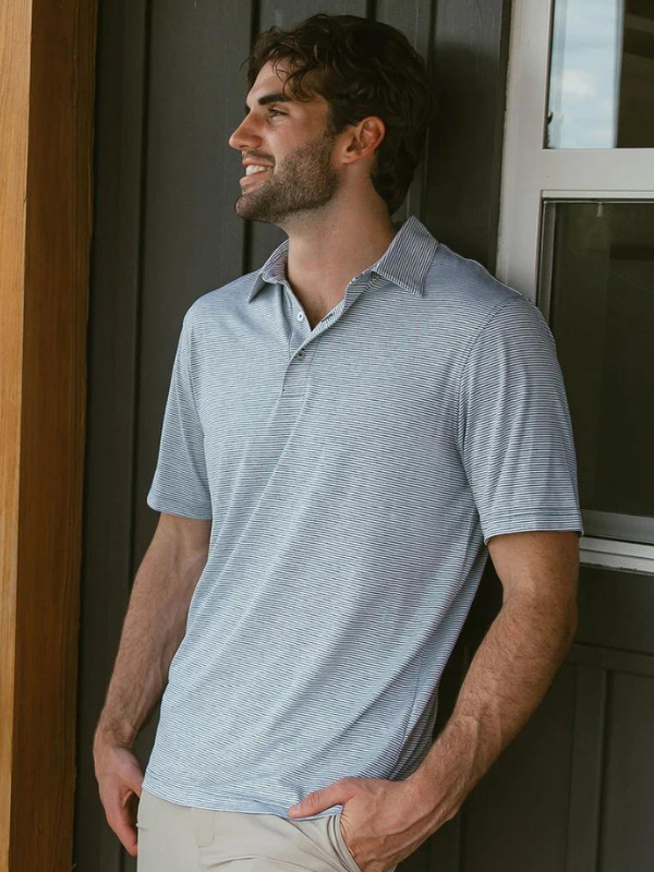 Heather Madison Stripe Polo in Spruce by Southern Shirt Co.