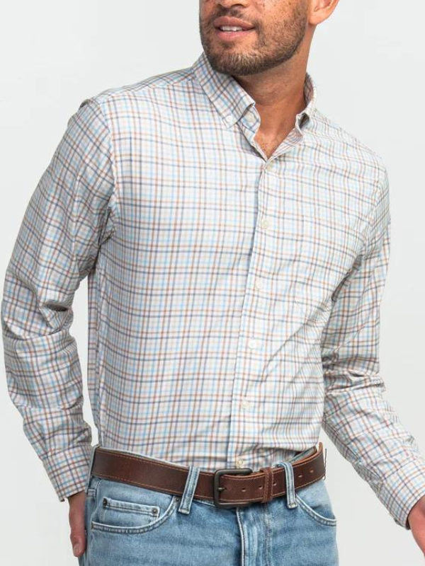 Samford Check in Angora Button Down by Southern Shirt Co.